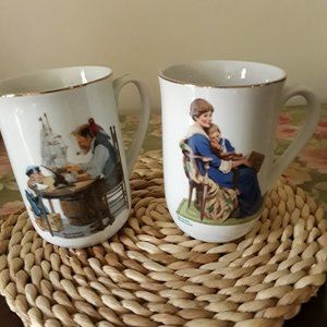 Vintage 1982 Norman Rockwell Ceramic Mugs - Collector's Item